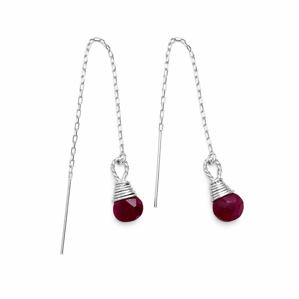 Ht9020 S925 Ruby Threader Earrings - image 1